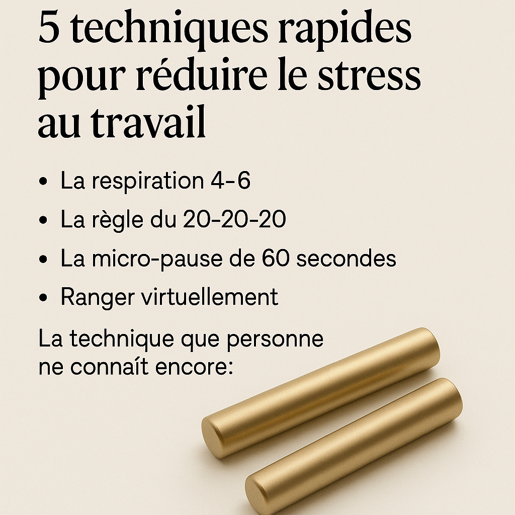 5 techniques rapides pour réduire le stress au travail (dont une que personne ne connaît encore)