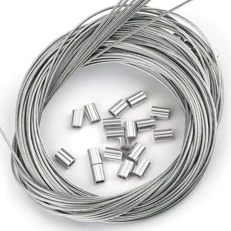Cable de acero inoxidable para red de camuflaje - Kit con manguitos de aluminio