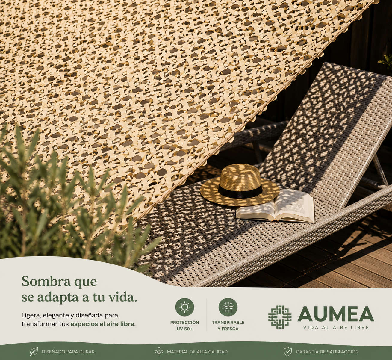 Malla de Sombra Arena Reforzada - Aumea