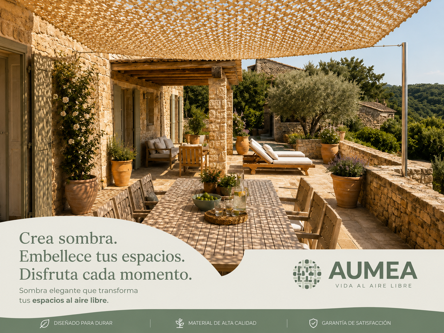 Malla de Sombra Arena Reforzada - Aumea